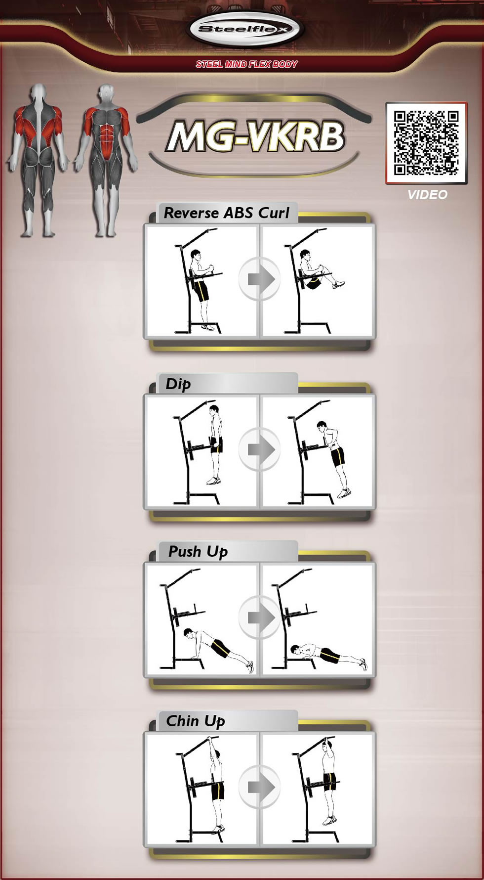 Steelflex MG100B 單雙杠方位訓練動作指導(dǎo)圖