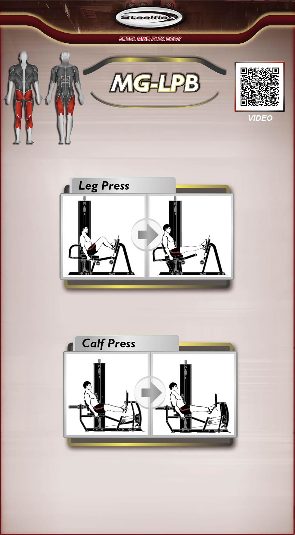 Steelflex MG100B 蹬腿方位訓(xùn)練動(dòng)作指導(dǎo)圖